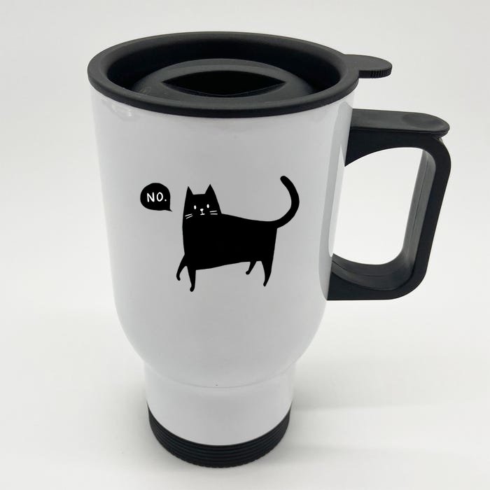 No Funny Black Cat Front & Back Stainless Steel Travel Mug