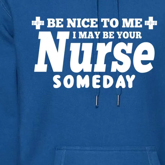 Nurse Funny Be Nice To Me I May Be Your Nurse Someday Gift Premium Hoodie