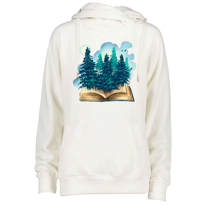 Nature Forest Book Womens Funnel Neck Pullover Hood