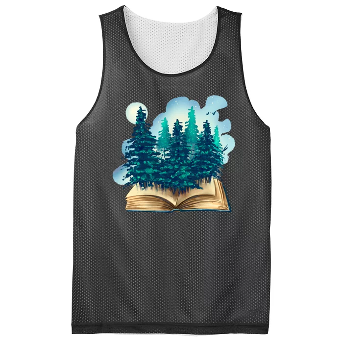 Nature Forest Book Mesh Reversible Basketball Jersey Tank