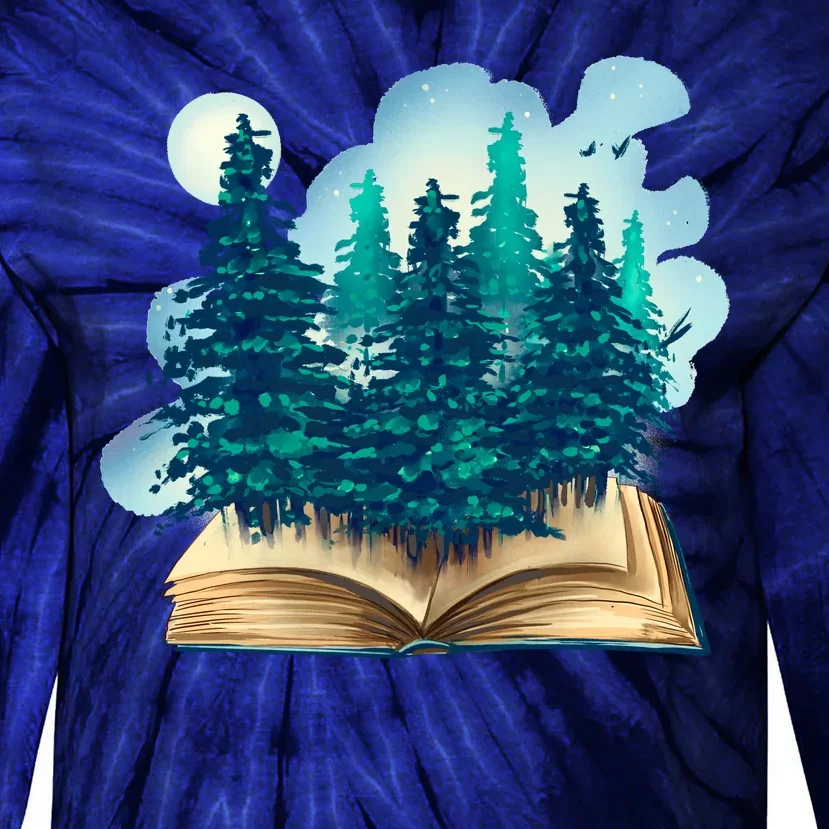 Nature Forest Book Tie-Dye Long Sleeve Shirt