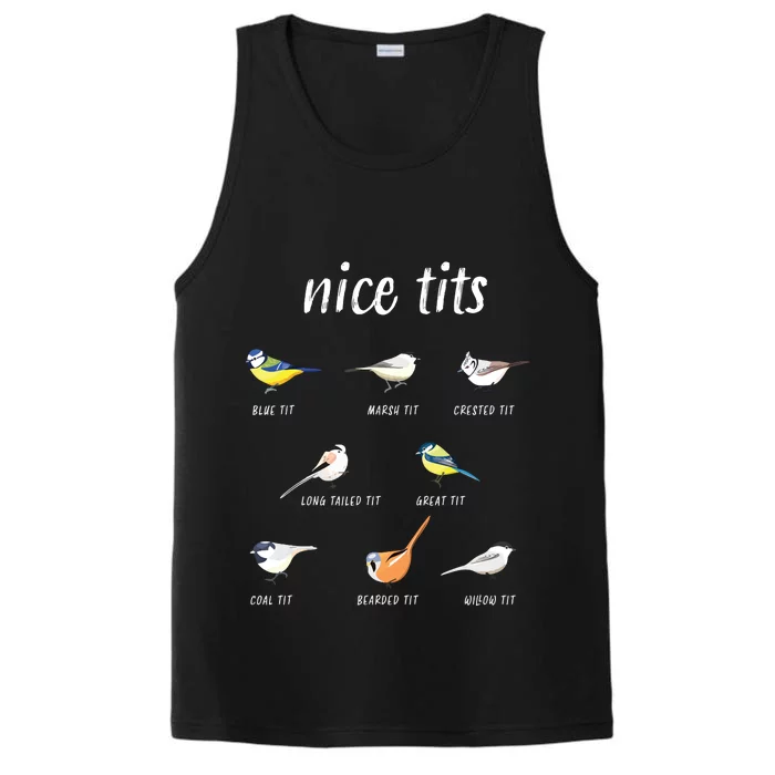 Nicetits Funny Bird Watching Gift Birder Performance Tank