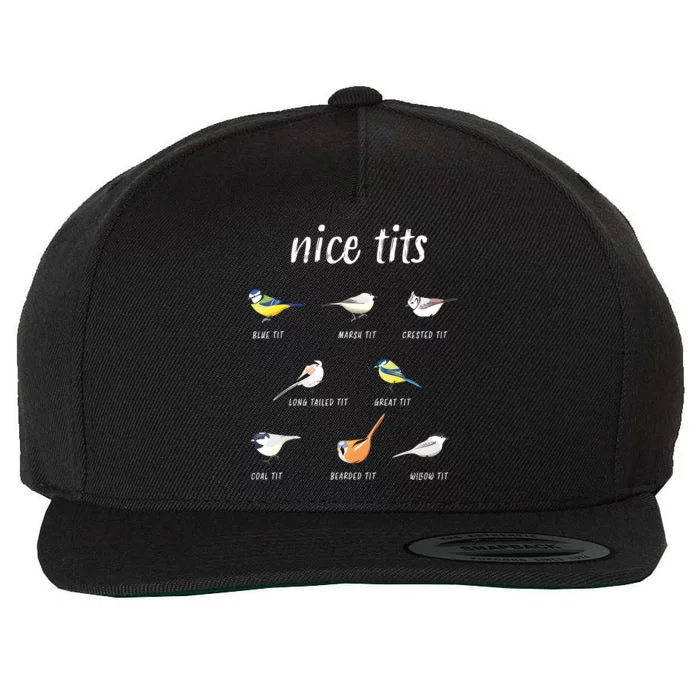 Nicetits Funny Bird Watching Gift Birder Wool Snapback Cap