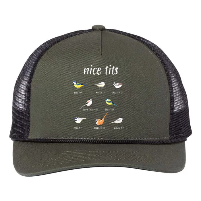 Nicetits Funny Bird Watching Gift Birder Retro Rope Trucker Hat Cap