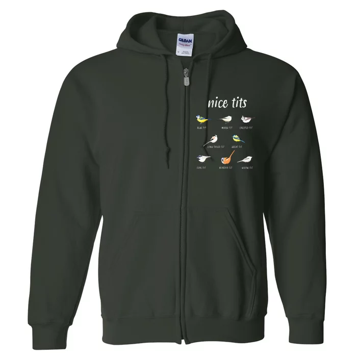 Nicetits Funny Bird Watching Gift Birder Full Zip Hoodie