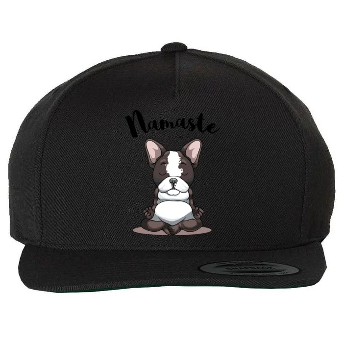 Namaste French Bulldog Yoga Design Dog Lover Frenchie Yoga Gift Wool Snapback Cap