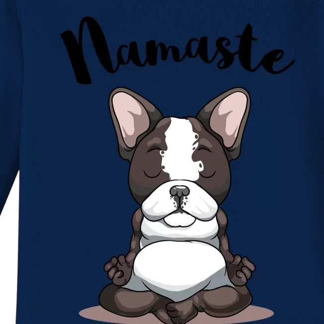 Namaste French Bulldog Yoga Design Dog Lover Frenchie Yoga Gift Baby Long Sleeve Bodysuit