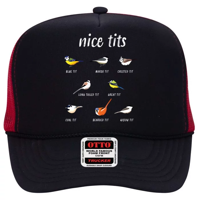 Nicetits Funny Bird Watching Gift Birder Dad High Crown Mesh Trucker Hat