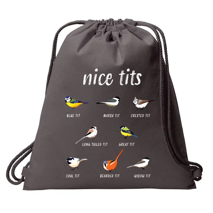 Nicetits Funny Bird Watching Gift Birder Dad Drawstring Bag