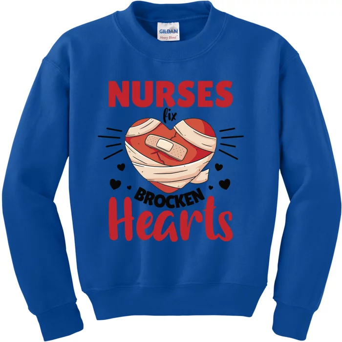 Nurses Fix Brocken Hearts Valentines Day Hearts Nurse Gift Kids Sweatshirt