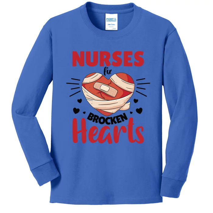 Nurses Fix Brocken Hearts Valentines Day Hearts Nurse Gift Kids Long Sleeve Shirt