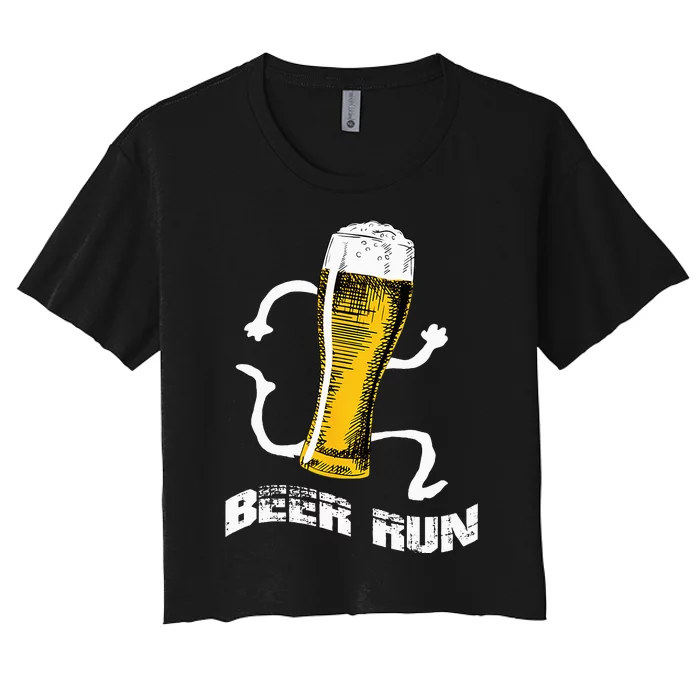 NV004 Funny Beer For Men Women Beer A Run Women's Crop Top Tee