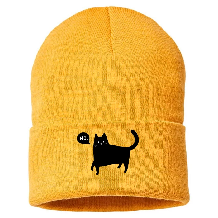 No Funny Black Cat Sustainable Knit Beanie