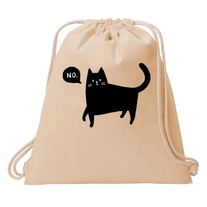 No Funny Black Cat Drawstring Bag