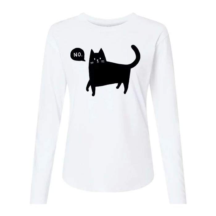 No Funny Black Cat Womens Cotton Relaxed Long Sleeve T-Shirt