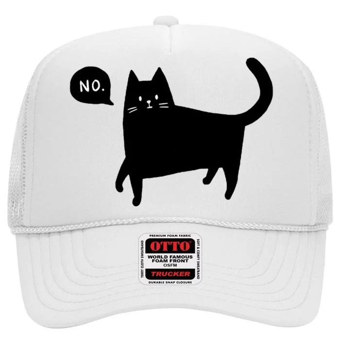 No Funny Black Cat High Crown Mesh Trucker Hat