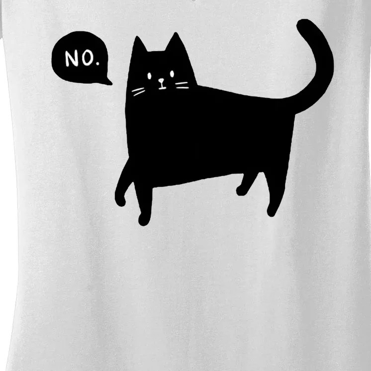 No Funny Black Cat Women's V-Neck T-Shirt