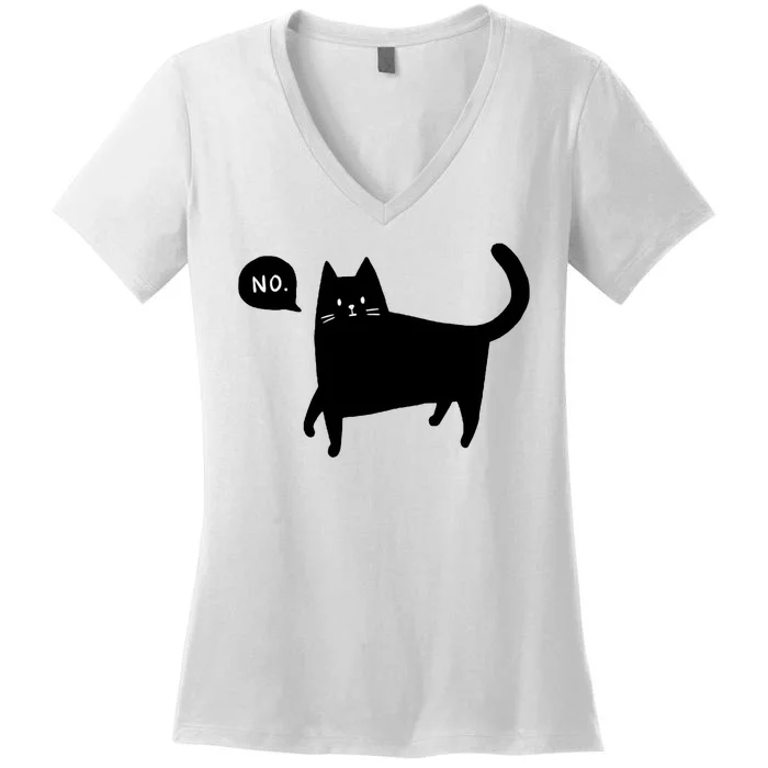 No Funny Black Cat Women's V-Neck T-Shirt