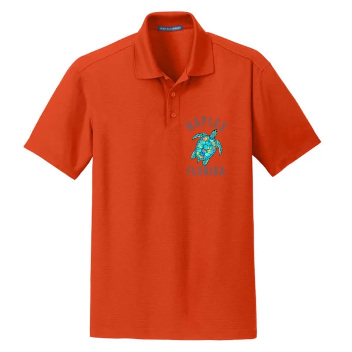 Naples Fl Beach Design / Sea Turtle Illustration Gift Meaningful Gift Dry Zone Grid Performance Polo