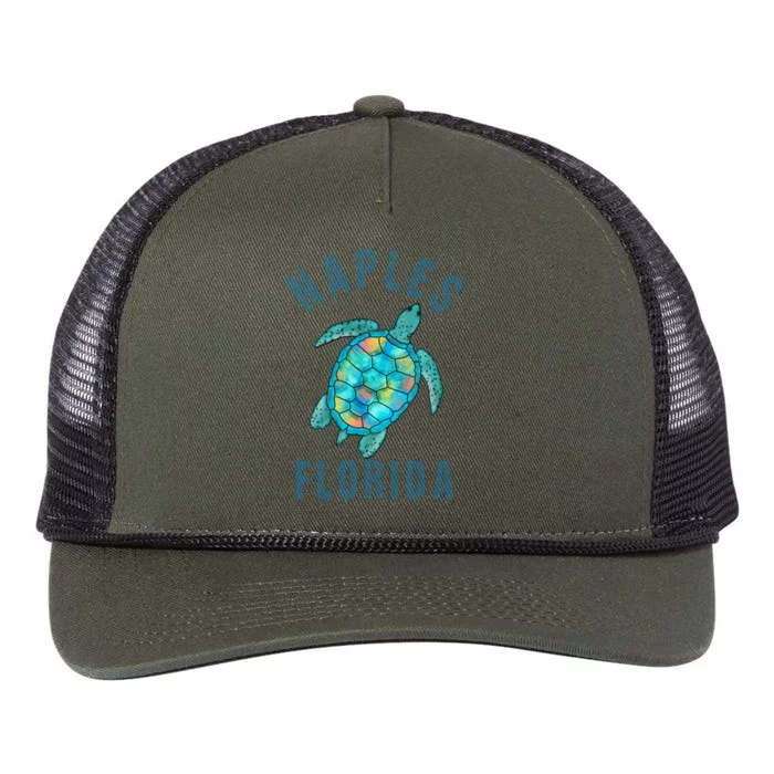 Naples Fl Beach Design / Sea Turtle Illustration Gift Meaningful Gift Retro Rope Trucker Hat Cap