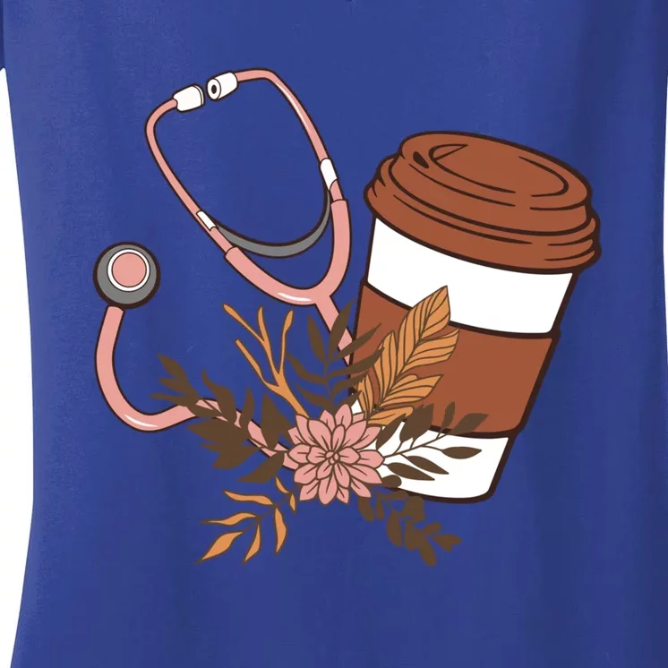 Nurse Fuel Coffee Caffeine Stethoscope Nursing Student Life Gift Women's V-Neck T-Shirt