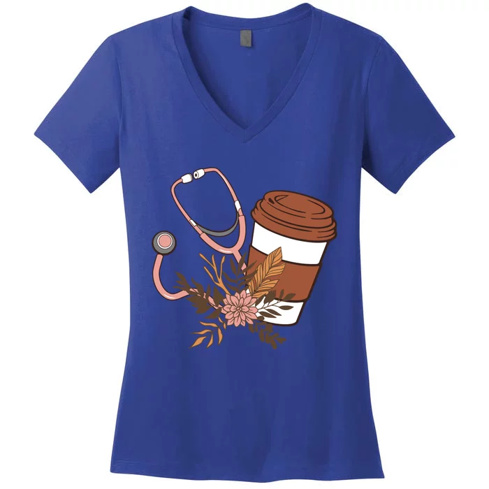 Nurse Fuel Coffee Caffeine Stethoscope Nursing Student Life Gift Women's V-Neck T-Shirt