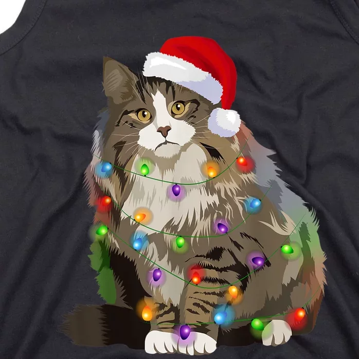 Norwegian Forest Cat Christmas Lights Xmas Cat Lover Tank Top