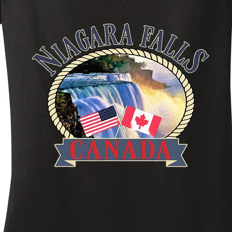 Niagara Falls Canada Usa Nature River Women's V-Neck T-Shirt