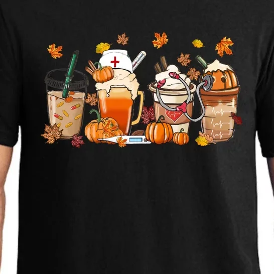 Nurse Fall Coffee Pumpkin Latte Thankful Nurse Thanksgiving Gift Pajama Set