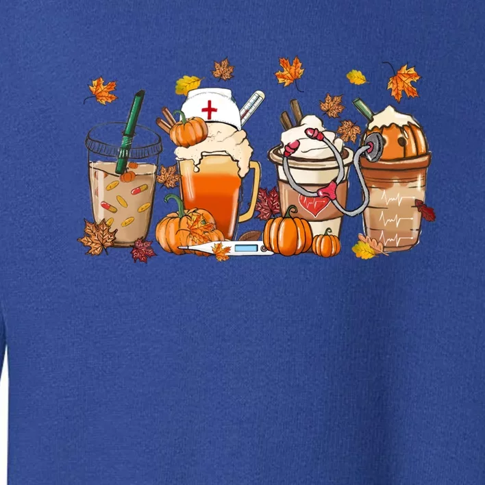 Nurse Fall Coffee Pumpkin Latte Thankful Nurse Thanksgiving Gift Toddler Sweatshirt