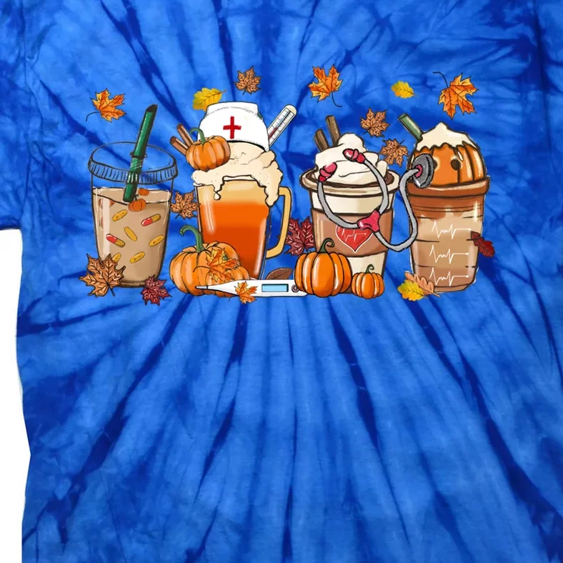 Nurse Fall Coffee Pumpkin Latte Thankful Nurse Thanksgiving Gift Tie-Dye T-Shirt