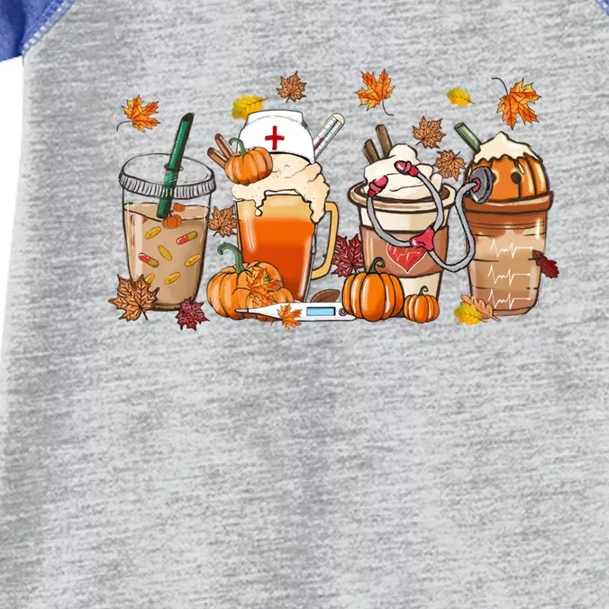 Nurse Fall Coffee Pumpkin Latte Thankful Nurse Thanksgiving Gift Infant Baby Jersey Bodysuit