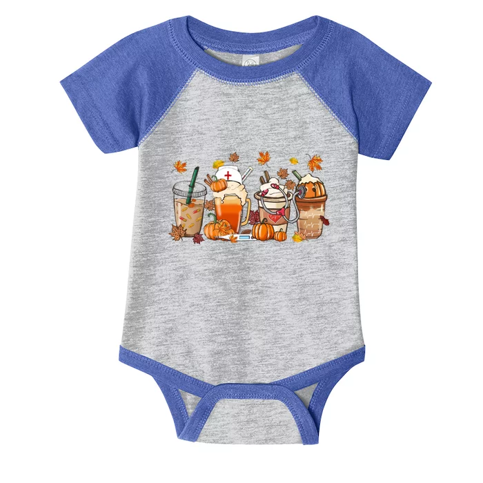 Nurse Fall Coffee Pumpkin Latte Thankful Nurse Thanksgiving Gift Infant Baby Jersey Bodysuit