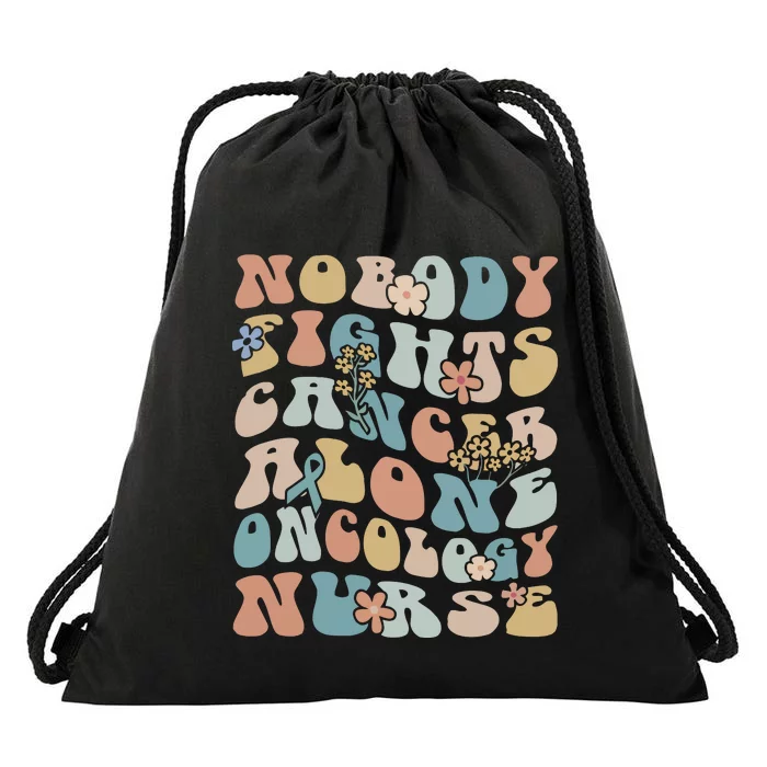 Nobody Fights Cancer Alone Oncology Nurse Drawstring Bag