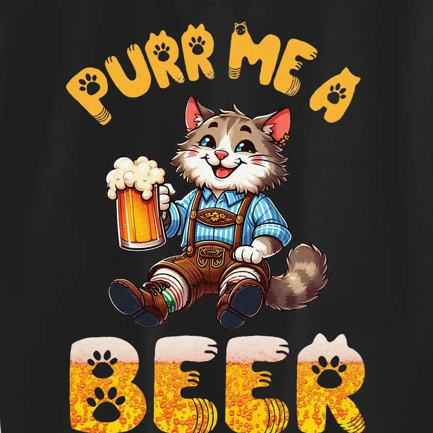 Norwegian Forest Cat Bavarian Drinking Beer Purr Me A Beer Kids Sweatshirt