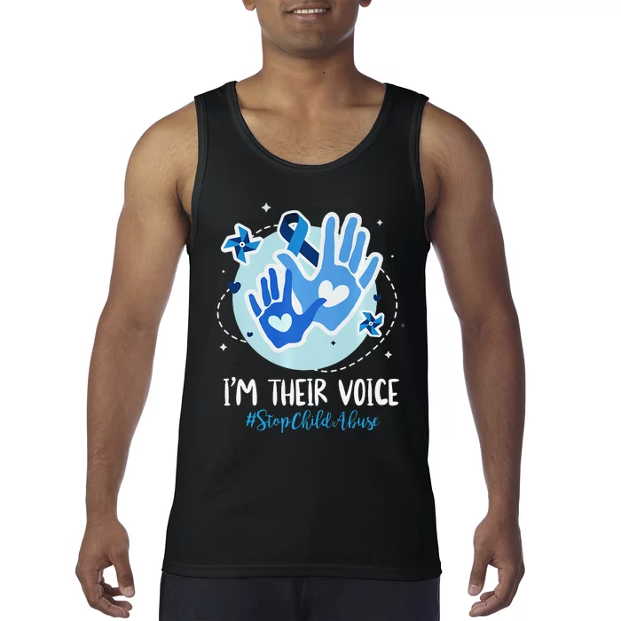 No For Child Abuse Excuse Prevention Month April Blue Ribbon Tank Top