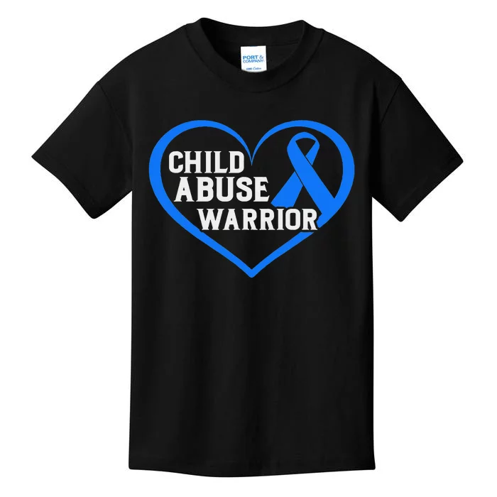 No For Child Abuse Excuse Prevention Month Blue Ribbon April Kids T-Shirt