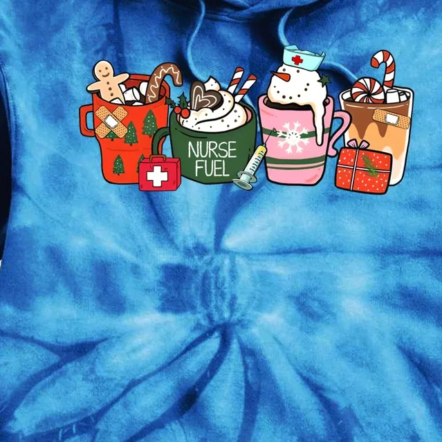 Nurse Fuel Christmas Coffee Latte Nursing Stethoscope Xmas Cool Gift Tie Dye Hoodie