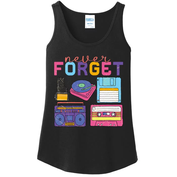 Never Forget Cassette Floppy Disk VHS CD Ladies Essential Tank