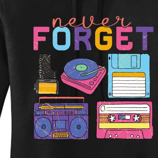 Never Forget Cassette Floppy Disk VHS CD Women's Pullover Hoodie