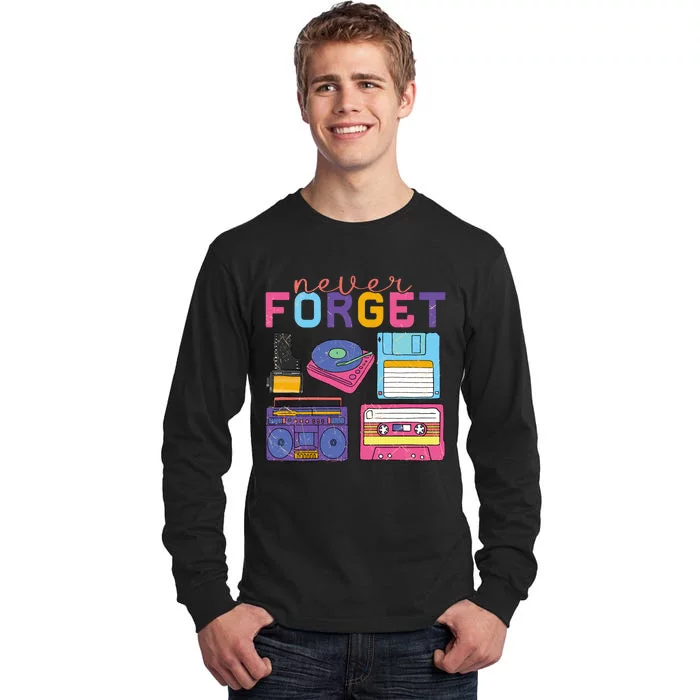 Never Forget Cassette Floppy Disk VHS CD Tall Long Sleeve T-Shirt