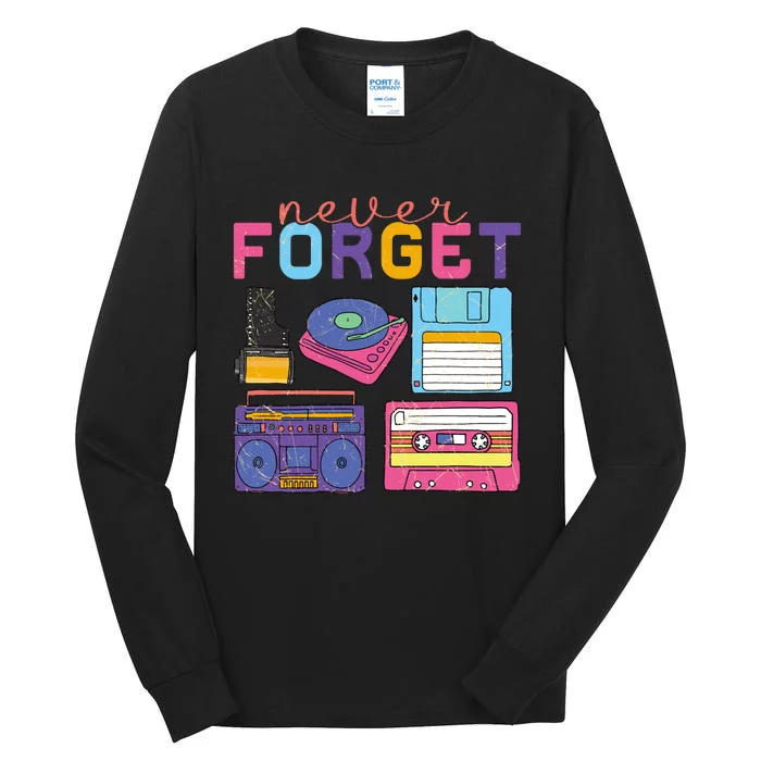 Never Forget Cassette Floppy Disk VHS CD Tall Long Sleeve T-Shirt