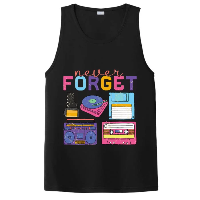 Never Forget Cassette Floppy Disk VHS CD Performance Tank