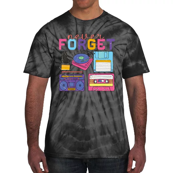 Never Forget Cassette Floppy Disk VHS CD Tie-Dye T-Shirt