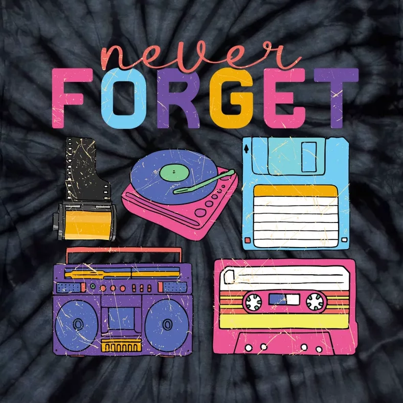 Never Forget Cassette Floppy Disk VHS CD Tie-Dye T-Shirt