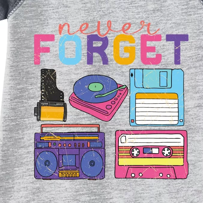 Never Forget Cassette Floppy Disk VHS CD Infant Baby Jersey Bodysuit