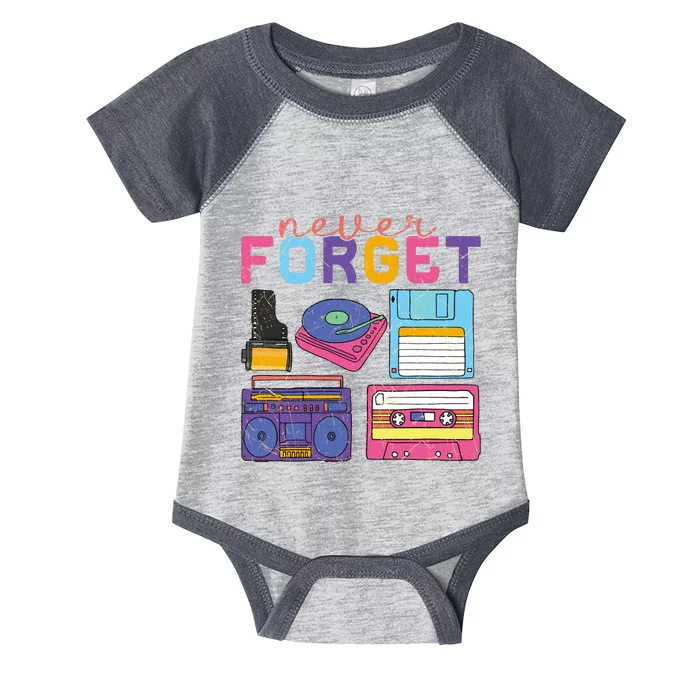 Never Forget Cassette Floppy Disk VHS CD Infant Baby Jersey Bodysuit