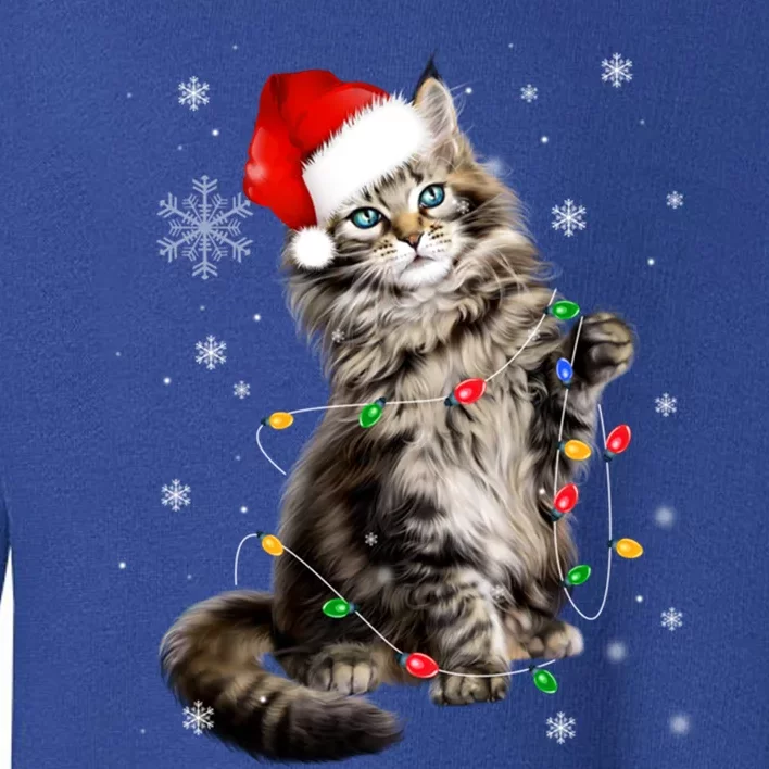 Norwegian Forest Cat Christmas Lights Xmas Cat Lover Cute Gift Toddler Sweatshirt