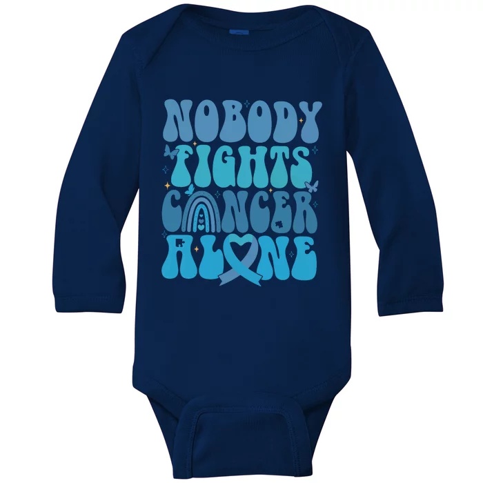 Nobody Fights Cancer Alone Baby Long Sleeve Bodysuit