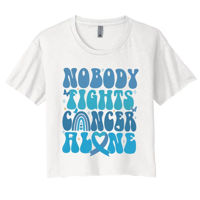 Nobody Fights Cancer Alone Women's Crop Top Tee